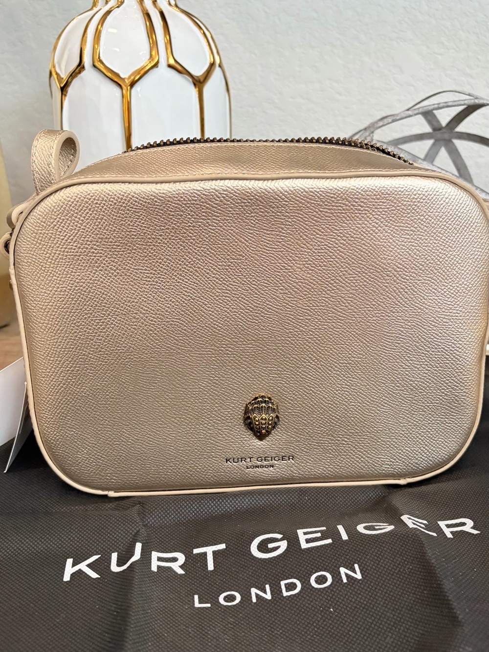 Kurt Geiger Gold Leather Crossbody Bag